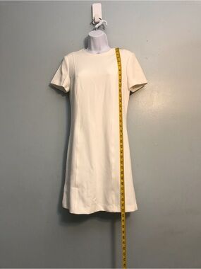 Theory White Short-Sleeve Sheath Dress with Front Zip